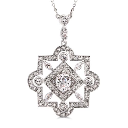 Pingente em Prata 925 Quadrado com Zircônias 183462