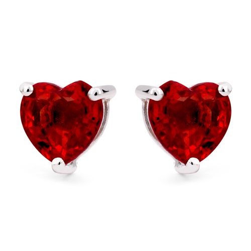 Par de Brinco em Prata 925 Coração com Safiras 123163