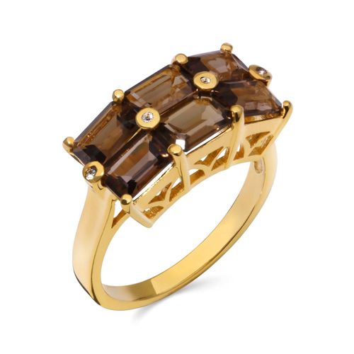 Anel em Prata 925 com Quartzos Fume e Topazios Brancos 157928