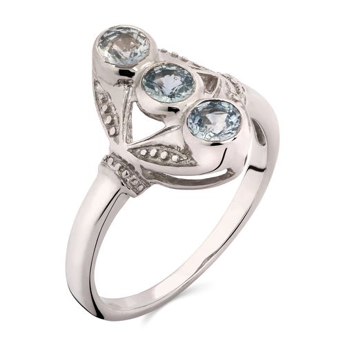 Anel em Prata 925 Com Safiras Azuis 158471