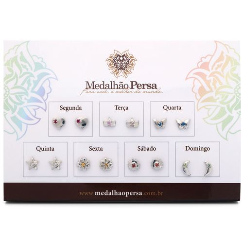 Kit Brincos em Prata 925 Semaninha Com Safiras Coloridas 196777