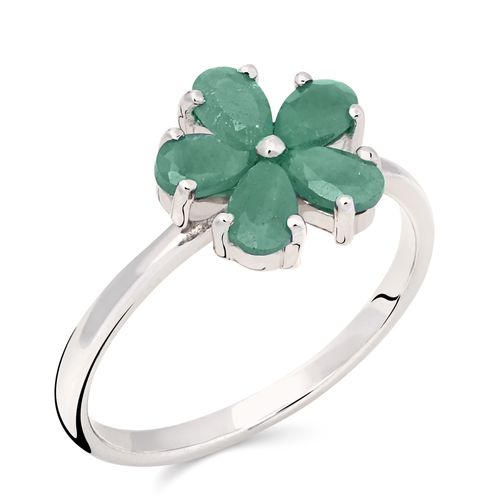 Anel em Prata Flor com Esmeraldas 198555