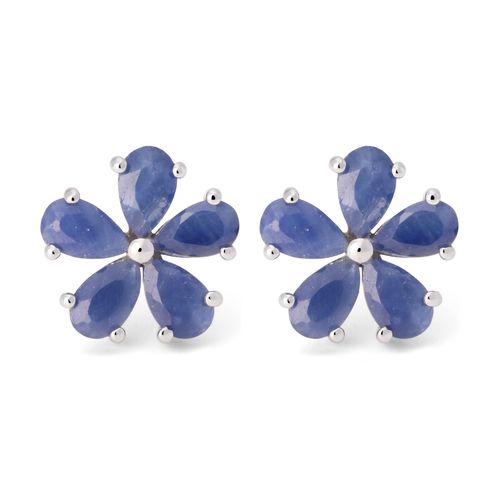Par de Brinco em Prata 925 Flor com Safiras Azuis 198559