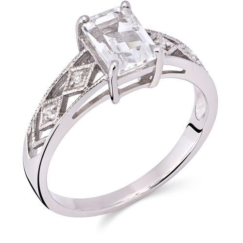 Anel em Prata 925 com Topázio Glacial Retangular e Topázios Brancos 171808