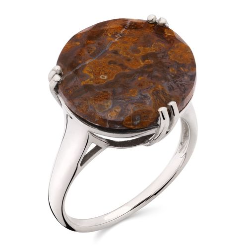 Anel Em Prata 925 com Jasper Redondo 154883 Anel Em Prata 925 com Jasper Redondo 154883