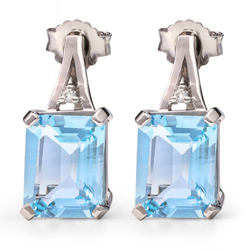 Par de Brinco em Prata 925 com Topázios Sky Blue e Topázios Brancos 158034