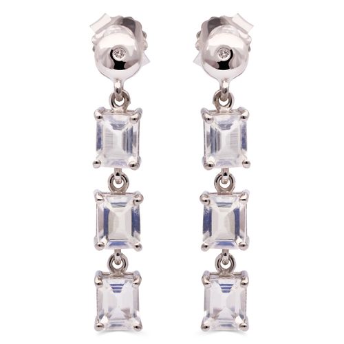 Par de Brinco em prata 925 com Pedra da Lua e Topázio Branco 155641