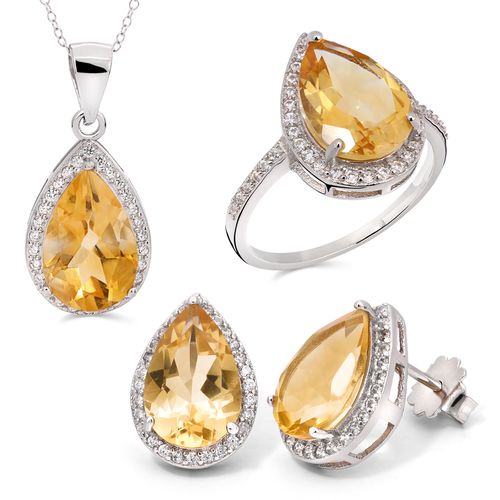 Conjunto em Prata 925 com Citrinos e Topázios Brancos 182519