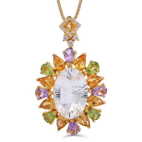 Pingente Linha Premium em Prata 925 com Topázio Branco, Citrinos, Ametista, Peridoto e Zircônias 195160