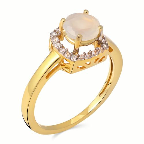 Anel em Prata 925 com Pedra Da Lua Sunset e Zircônias 196866