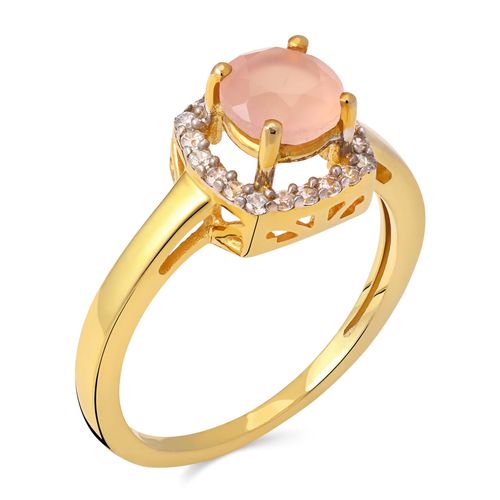 Anel em Prata 925 Solitário com Quartzo Rosa e Zircônias 196863