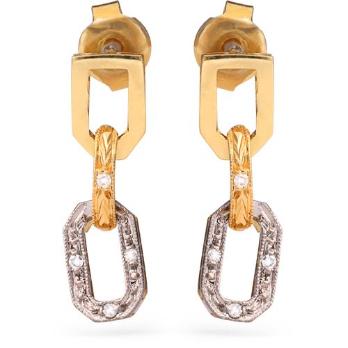 Par de Brinco Infantil em Ouro Amarelo 18 k Elos com Diamantes 199441