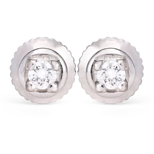 Par de Brinco Infantil em Ouro Branco 18k Solitário com Diamante Aprox. 10 pts 199446