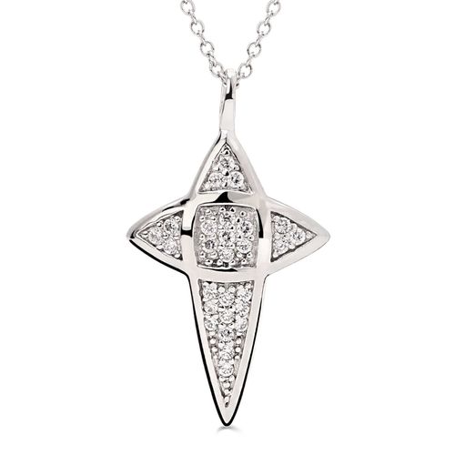 Pingente Cruz em Prata 925 com Zircônias 183494 Pingente Cruz em Prata 925 com Zircônias 183494