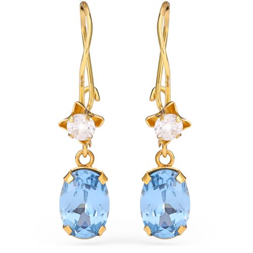 Par de Brinco em Ouro Amarelo 18 k com Zirconias Azuis e Brancas 199460