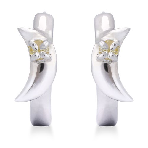 Par de Brinco Argola em Prata 925 Lua com Safiras 199022