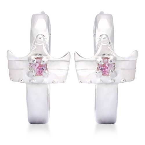 Par de Brinco argolinha em Prata 925 Coroa com Safiras 199023 Par de Brinco argolinha em Prata 925 Coroa com Safiras 199023