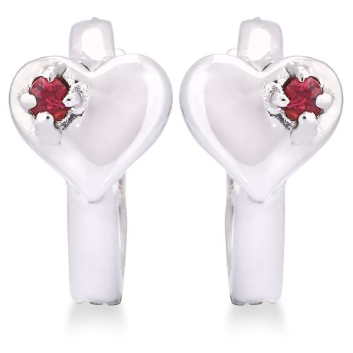 Par de Brinco Argola em Prata 925 Coração com Safiras 199025 Par de Brinco Argola em Prata 925 Coração com Safiras 199025