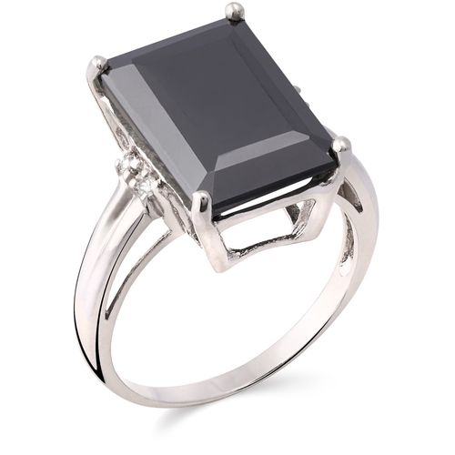 Anel em Prata 925 com Hematita e Topázios Brancos 159532