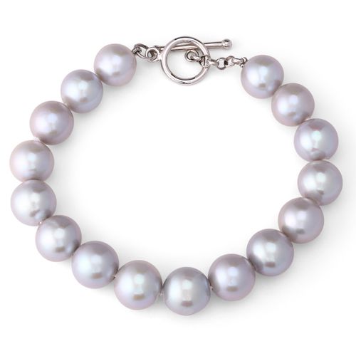 Pulseira em Prata 925 com Pérolas Cinza 11 mm 114670 Pulseira em Prata 925 com Pérolas Cinza 11 mm 114670