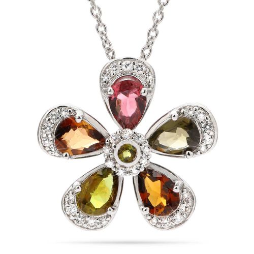 Pingente em Prata 925 com Turmalinas Coloridas e Zirconias 143083