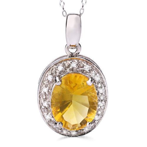 Pingente em Prata 925 com Fluorita Amarela e Zircônias 165547