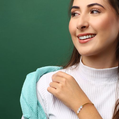 Bracelete Ouro Amarelo 18 k com Cristais Swarovisk 154058