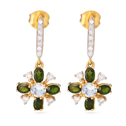 Par de Brinco em Prata 925 com Águas Marinhas, ChromeDiopside,Topázios e Zircônias 196840