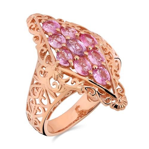 Anel em Prata 925 com Safiras Rosas de Madagascar 182376 Anel em Prata 925 com Safiras Rosas de Madagascar 182376