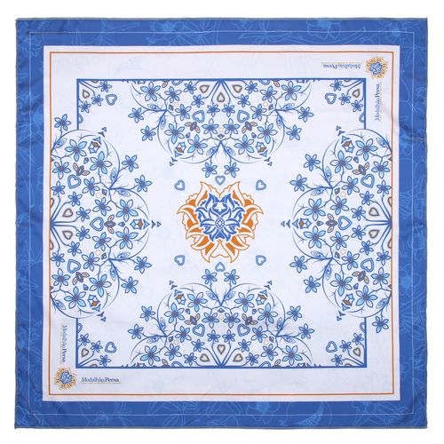 Lenço Azul Floral Medalhão Persa 199493