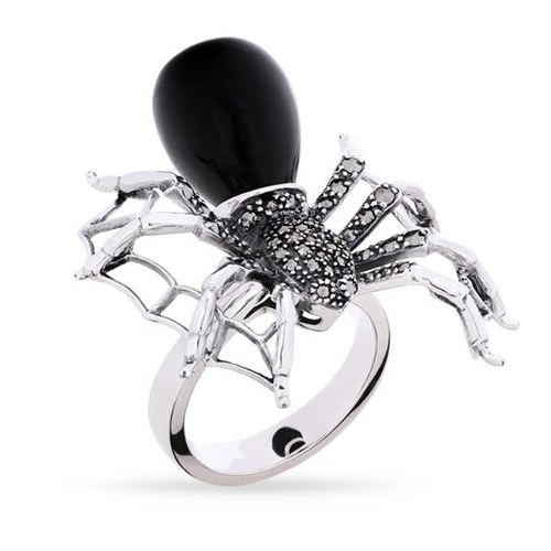 Anel Aranha em Prata 925 com Ônix e Marcassitas 142756