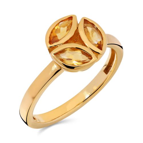 Anel em Prata 925 Redondo com Citrinos 175836