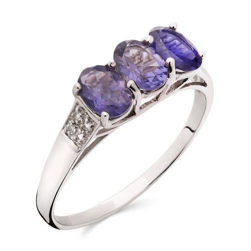 Anel em Prata 925 com Iolita e Topazio Branco 172197