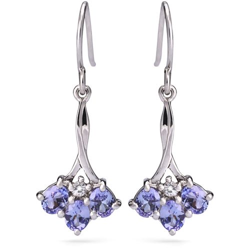 Par de Brinco em Prata 925 com Tanzanitas e Topázio Branco 155039