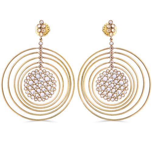 Par de Brinco Linha Setara Em Prata 925 Com Topázios Brancos 128188