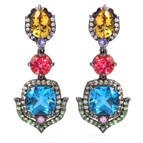 Par de Brinco Linha Premium em Prata 925 com Mix de Pedras 198029