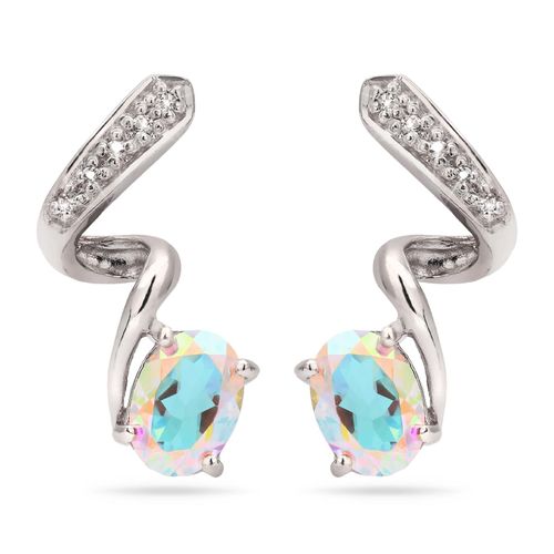 Par de Brinco em Prata 925 com Topázios Misticos e Topázios Brancos 155246