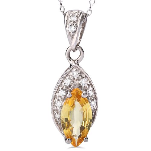 Pingente em Prata 925 com Safira Amarela e Safiras Brancas 159763