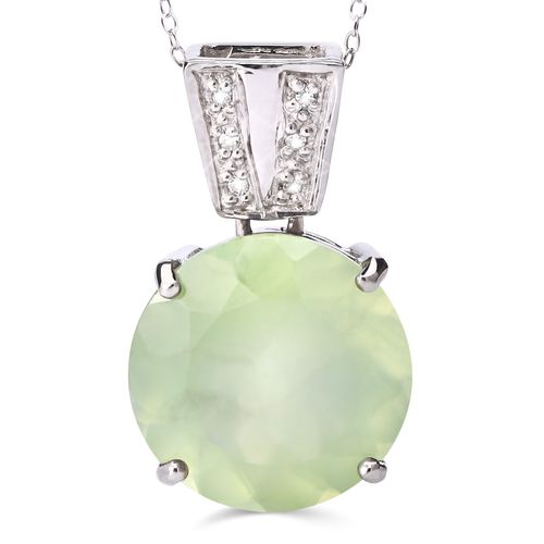 Pingente em Prata 925 com Prenita e Topazios Brancos 163132