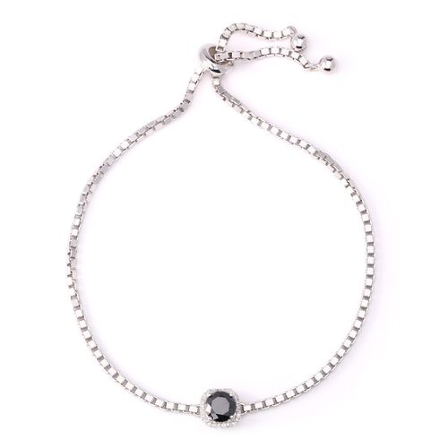 Pulseira em Prata com Diamante Negro e Brancos 154112