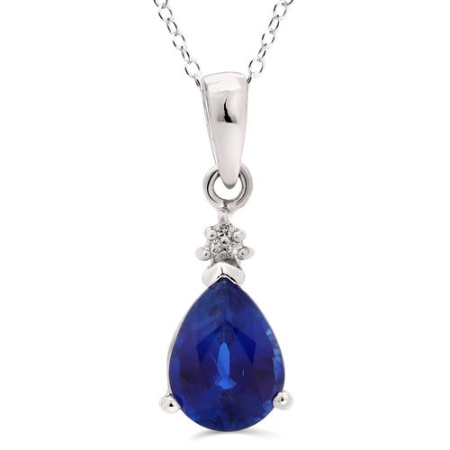 Pingente de Prata 925 com Gota de Kianite e Tópazio Branco 159364