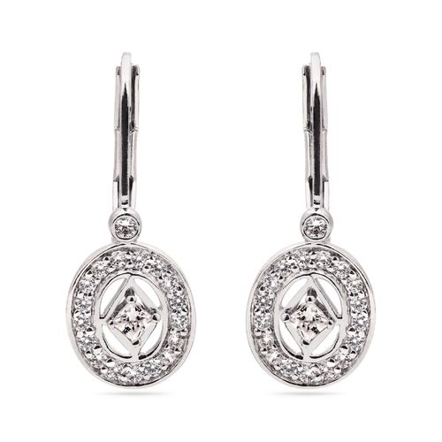 Par de Brinco em Prata 925 Oval com Zirconias 183524