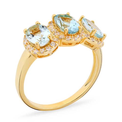 Anel em Prata 925 com Água-Marinha e Zircônias 147687