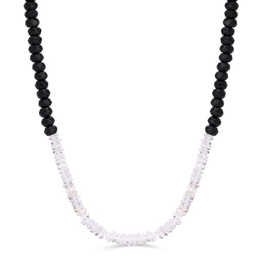 Colar em Prata 925 Briolet com Ônix e Quartzo Branco 196282