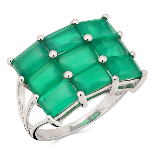 Anel em Prata 925 com Calcedônia Verde 167274 Anel em Prata 925 com Calcedônia Verde 167274