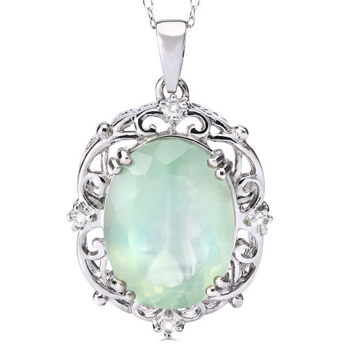 Pingente em Prata 925 com Prenita e Topazios Brancos 157520