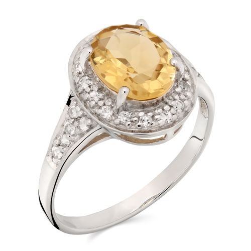 Anel em Prata 925 com Quartzo Champagne e Topázios Brancos 157380