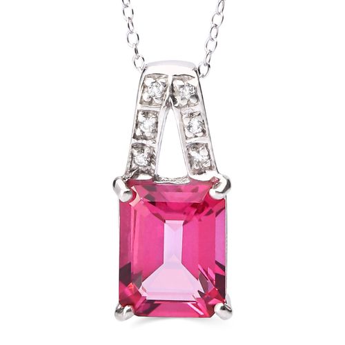 Pingente em Prata 925 com Topázio Flamingo e Topázio Branco 158328