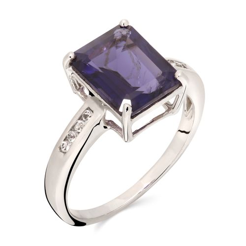 Anel em Prata 925 com Iolita e Topázios Brancos 159029