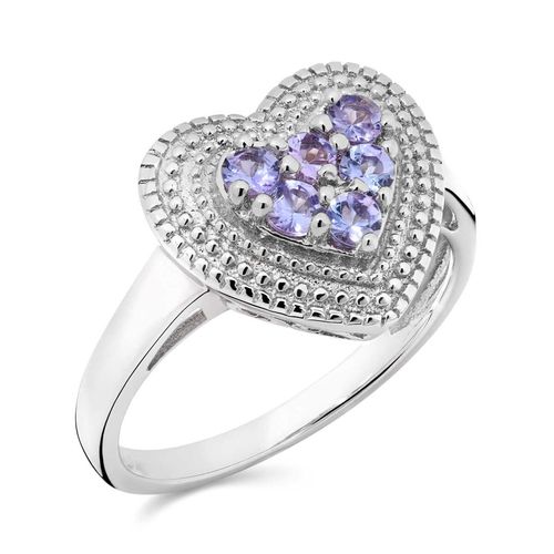 Anel em Prata 925 Coração com Tanzanita 175906